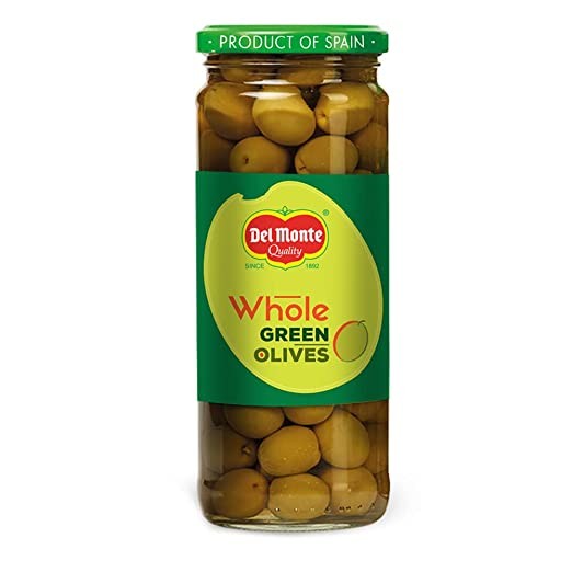 DELMONTE GREEN WHOLE OLIVES 450 GMS