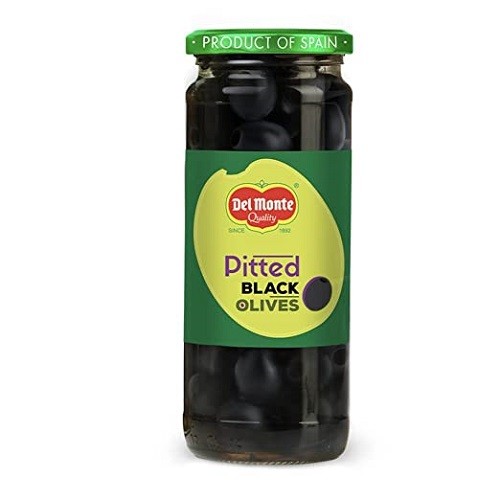 DELMONTE PITTED BLACK OLIVES 450 GMS